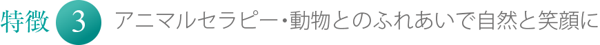 特徴3 アニマルセラピー・動物とのふれあいで自然と笑顔に