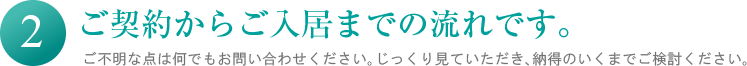 ご契約からご入居までの流れです。